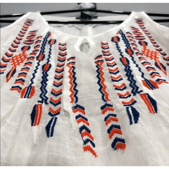 Timing Sleeveless Blouse Tank Top Women Sz M White Embroidery Boho Retro Hippie - Picture 3 of 10